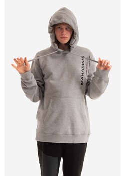 Maharishi bluza bawełniana Miltype męska kolor szary z kapturem z aplikacją 9756.MARL-MARL ze sklepu ANSWEAR.com w kategorii Bluzy męskie - zdjęcie 177722453