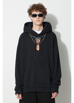 Marcelo Burlon bluza bawełniana Feather Necklace męska kolor czarny z kapturem z nadrukiem ze sklepu ANSWEAR.com w kategorii Bluzy męskie - zdjęcie 177728992