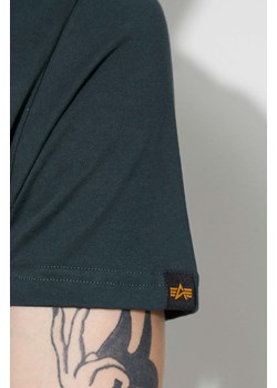 Alpha Industries t-shirt bawełniany Basic T Small Logo męski kolor turkusowy gładki 188505.353 ze sklepu ANSWEAR.com w kategorii T-shirty męskie - zdjęcie 177730020