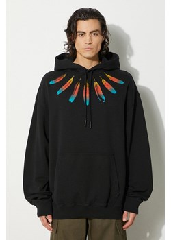 Marcelo Burlon bluza bawełniana Collar Feathers Comfy Hoodie męska kolor czarny z kapturem z nadrukiem CMBB106F24FLE0031084 ze sklepu ANSWEAR.com w kategorii Bluzy męskie - zdjęcie 177731302