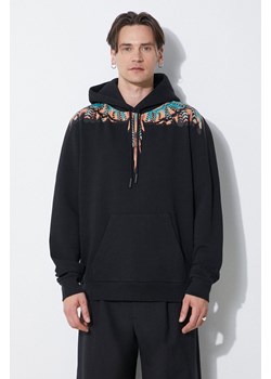 Marcelo Burlon bluza bawełniana Grizzly Wings Regular Hoodie męska kolor czarny z kapturem z nadrukiem CMBB007S24FLE0021020 ze sklepu ANSWEAR.com w kategorii Bluzy męskie - zdjęcie 177749444