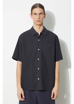 Norse Projects koszula Carsten Cotton Tencel męska kolor granatowy regular z kołnierzykiem klasycznym N40.0579.7004 ze sklepu ANSWEAR.com w kategorii Koszule męskie - zdjęcie 177749641