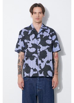 Neil Barrett koszula bawełniana Boxy Bold Flowers Print Short Sleeve Shirt męska kolor niebieski regular MY60214A-Y059-765N ze sklepu ANSWEAR.com w kategorii Koszule męskie - zdjęcie 177749662
