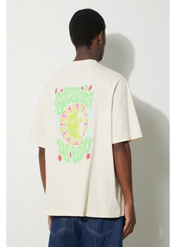 Marcelo Burlon t-shirt bawełniany Solsticio Over męski kolor beżowy z nadrukiem CMAA054S24JER0070C50 ze sklepu ANSWEAR.com w kategorii T-shirty męskie - zdjęcie 177750944