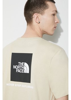 The North Face t-shirt bawełniany M S/S Redbox Tee męski kolor beżowy z nadrukiem NF0A87NP3X41 ze sklepu ANSWEAR.com w kategorii T-shirty męskie - zdjęcie 177750961