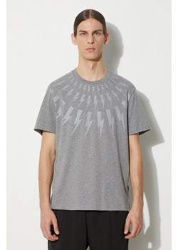 Neil Barrett t-shirt bawełniany Fairisle Thunderbolt Slim męski kolor szary z nadrukiem MY70007S-Y524-756N ze sklepu ANSWEAR.com w kategorii T-shirty męskie - zdjęcie 177751013