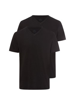 Ragman Męska koszulka z podwójnym zapięciem Mężczyźni Bawełna czarny jednolity ze sklepu vangraaf w kategorii T-shirty męskie - zdjęcie 177787793