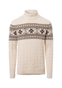 Selected Męski sweter z dzianiny - SLH Flake Mężczyźni Bawełna biały wzorzysty ze sklepu vangraaf w kategorii Swetry męskie - zdjęcie 177788501