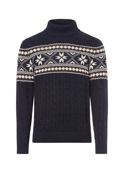 Selected Męski sweter z dzianiny - SLH Flake Mężczyźni Bawełna granatowy wzorzysty ze sklepu vangraaf w kategorii Swetry męskie - zdjęcie 177788502