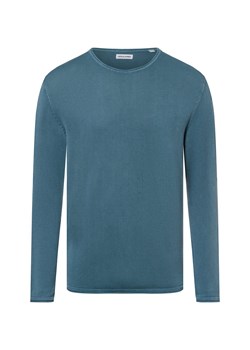 Jack & Jones Męski sweter z dzianiny - JJEleo Mężczyźni Bawełna niebieski jednolity ze sklepu vangraaf w kategorii Swetry męskie - zdjęcie 177788611
