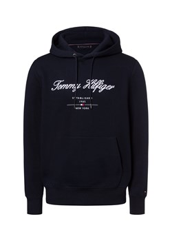 Tommy Hilfiger Męski sweter z kapturem Mężczyźni Bawełna granatowy jednolity ze sklepu vangraaf w kategorii Bluzy męskie - zdjęcie 177788742