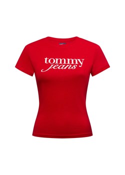 Tommy Jeans Koszulka damska Kobiety Bawełna czerwony jednolity ze sklepu vangraaf w kategorii Bluzki damskie - zdjęcie 177788824