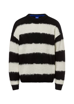 HUGO BLUE Męski sweter z dzianiny - Somi Mężczyźni czarny w paski ze sklepu vangraaf w kategorii Swetry męskie - zdjęcie 177789012