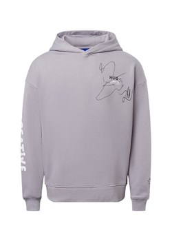 HUGO BLUE Męski sweter z kapturem - Nedimo Mężczyźni Bawełna jasny szary wypukły wzór tkaniny ze sklepu vangraaf w kategorii Bluzy męskie - zdjęcie 177789013
