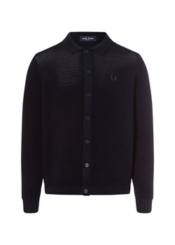 Fred Perry Męski kardigan Mężczyźni Bawełna granatowy jednolity ze sklepu vangraaf w kategorii Swetry damskie - zdjęcie 177789293