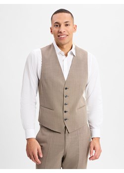 BOSS Męska kamizelka modułowa - Jasper Mężczyźni Regular Fit Sztuczne włókno beżowy wzorzysty ze sklepu vangraaf w kategorii Kamizelki męskie - zdjęcie 177790242