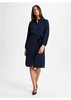 BOSS Orange Damska sukienka na co dzień - C_Deborah Kobiety Sztuczne włókno granatowy jednolity ze sklepu vangraaf w kategorii Sukienki - zdjęcie 177790460