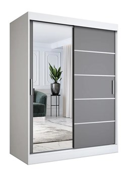 Szafa z frontami przesuwnymi biel + antracyt 150 cm S7-E28 ze sklepu Edinos.pl w kategorii Szafy - zdjęcie 177791231