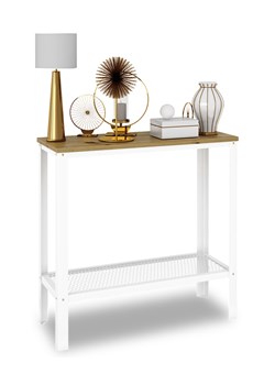 Minimalistyczna Konsola Biały + Dąb Artisan Zura ze sklepu Edinos.pl w kategorii Konsole - zdjęcie 177791433