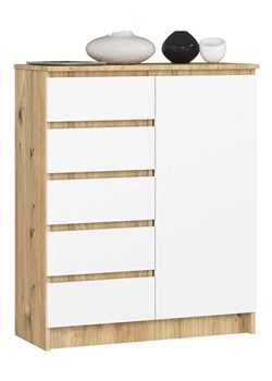 Skandynawska Komoda Biały Z Szufladami Dąb Artisan + M8-R35 ze sklepu Edinos.pl w kategorii Komody - zdjęcie 177791901