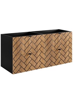 Wisząca szafka umywalkowa podwójna 120 cm czarny + dąb craft złoty P7-B13 ze sklepu Edinos.pl w kategorii Szafki i regały łazienkowe - zdjęcie 177792232
