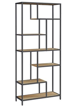 Designerski regał drewno metal dąb sonoma - Delkos ze sklepu Edinos.pl w kategorii Regały i witryny - zdjęcie 177793221