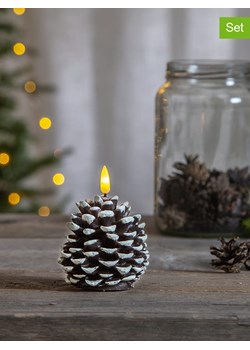 STAR Trading Świece LED (4 szt.) &quot;Cone&quot; w kolorze brązowym - wys. 10,5  Ø 8 cm ze sklepu Limango Polska w kategorii Świece i dyfuzory - zdjęcie 177796094