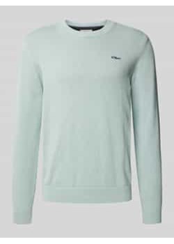 Sweter z dzianiny o kroju regular fit z czystej bawełny z wyhaftowanym logo ze sklepu Peek&Cloppenburg  w kategorii Swetry męskie - zdjęcie 177805990