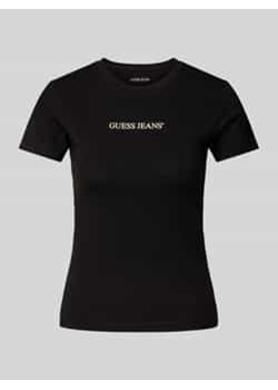 T-shirt o kroju slim fit z nadrukiem z logo ze sklepu Peek&Cloppenburg  w kategorii Bluzki damskie - zdjęcie 177822494