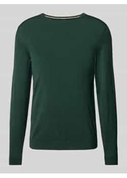 Sweter z żywej wełny z detalem z logo model ‘Leno’ ze sklepu Peek&Cloppenburg  w kategorii Swetry męskie - zdjęcie 177826233