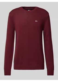 Sweter z dzianiny o kroju slim fit z naszywką z logo ze sklepu Peek&Cloppenburg  w kategorii Swetry męskie - zdjęcie 177828331