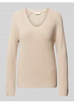 Sweter z dzianiny o kroju regular fit z dekoltem w serek i raglanowymi rękawami ze sklepu Peek&Cloppenburg  w kategorii Swetry damskie - zdjęcie 177828524