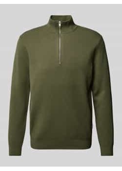 Sweter z dzianiny z prążkowaną stójką ze sklepu Peek&Cloppenburg  w kategorii Swetry męskie - zdjęcie 177832281