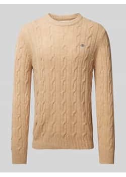 Sweter z dzianiny z wzorem warkocza ze sklepu Peek&Cloppenburg  w kategorii Swetry męskie - zdjęcie 177839693