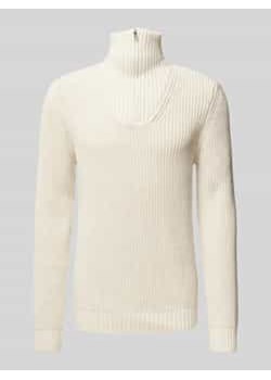 Sweter z dzianiny z prążkowanymi wykończeniami ze sklepu Peek&Cloppenburg  w kategorii Swetry męskie - zdjęcie 177843030