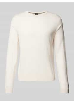 Sweter z żywej wełny z detalem z logo model ‘Leno’ ze sklepu Peek&Cloppenburg  w kategorii Swetry męskie - zdjęcie 177847562