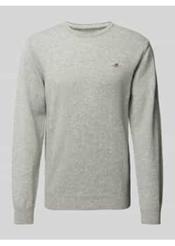Sweter z dzianiny z wełny z okrągłym dekoltem ze sklepu Peek&Cloppenburg  w kategorii Swetry męskie - zdjęcie 177852534