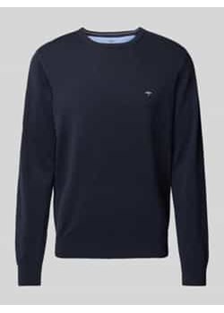 Sweter z dzianiny z wyhaftowanym logo model ‘Superfine’ ze sklepu Peek&Cloppenburg  w kategorii Swetry męskie - zdjęcie 177860183