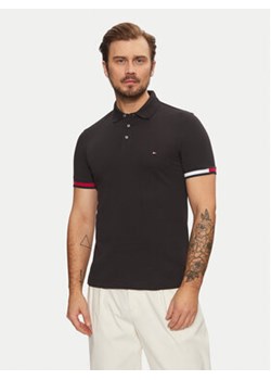 Tommy Hilfiger Polo Flag Cuff MW0MW37518 Czarny Slim Fit ze sklepu MODIVO w kategorii T-shirty męskie - zdjęcie 177864330