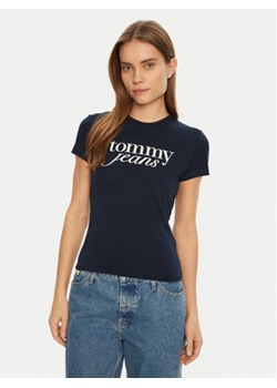 Tommy Jeans T-Shirt Essential DW0DW19447 Granatowy Slim Fit ze sklepu MODIVO w kategorii Bluzki damskie - zdjęcie 177865070