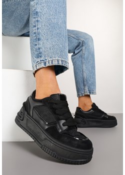 Czarne Sneakersy na Grubej Tłoczonej Podeszwie Deoliera ze sklepu born2be.pl w kategorii Buty sportowe damskie - zdjęcie 177892424
