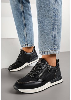 Czarne Sneakersy z Ozdobnym Suwakiem i Skórzaną Wkładką Hanviera ze sklepu born2be.pl w kategorii Buty sportowe damskie - zdjęcie 177892490