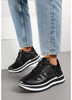 Czarne Sneakersy na Platformie ze Sznurowaniem i Ozdobą Arivania ze sklepu renee.pl w kategorii Buty sportowe damskie - zdjęcie 177892743