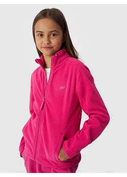 Dziewczęcy polar rozpinany bez kaptura 4F 4FJWMM00TFLEF261 - różowy ze sklepu Sportstylestory.com w kategorii Bluzy dziewczęce - zdjęcie 177893632