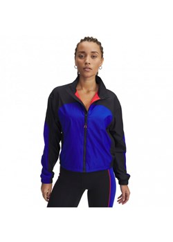 Damska bluza treningowa Under Armour Project Rock Woven Top - niebieska ze sklepu Sportstylestory.com w kategorii Bluzy damskie - zdjęcie 177895882