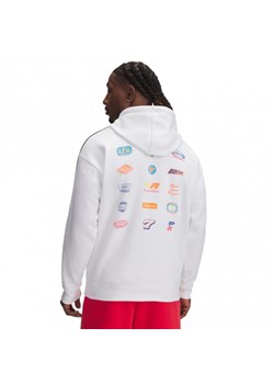 Męska bluza dresowa nierozpinana z kapturem Under Armour Project Rock Icon Fleece Hdy - biała ze sklepu Sportstylestory.com w kategorii Bluzy męskie - zdjęcie 177895904