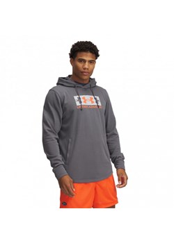 Męska bluza dresowa nierozpinana z kapturem Under Armour UA Rival Terry Logo Hood - szara ze sklepu Sportstylestory.com w kategorii Bluzy męskie - zdjęcie 177895953