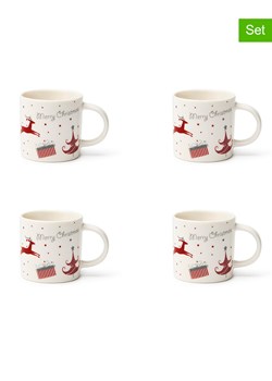 Trendy Kitchen by EXCÉLSA Filiżanki (4 szt.) w kolorze biało-czerwonym do kawy - 100 ml ze sklepu Limango Polska w kategorii Dzbanki i zaparzacze - zdjęcie 177907224