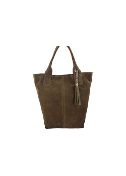 Shopper bag - torebka damska zamszowa - Beżowa ciemna ze sklepu Barberinis w kategorii Torby Shopper bag - zdjęcie 177926184