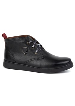 Buty męskie skórzane Chukka ocieplane KAMPOL 110/5 czarne lico ze sklepu butyolivier w kategorii Buty zimowe męskie - zdjęcie 177928504